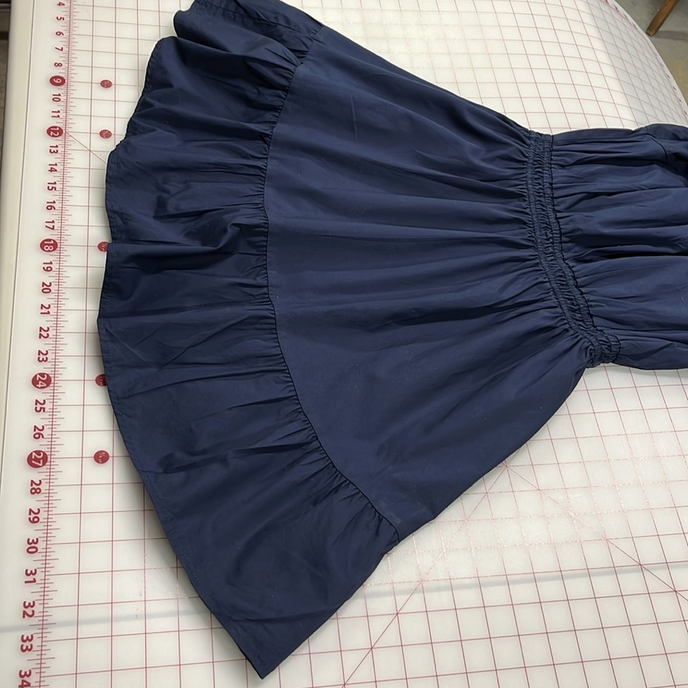 GAP Peasant Boho Party 100% Cotton Ruffle Tier Smock Waist/Puff SLV Navy Mini XS - Picture 7 of 16